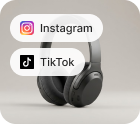 Wireless headphones promoted on Instagram and TikTok